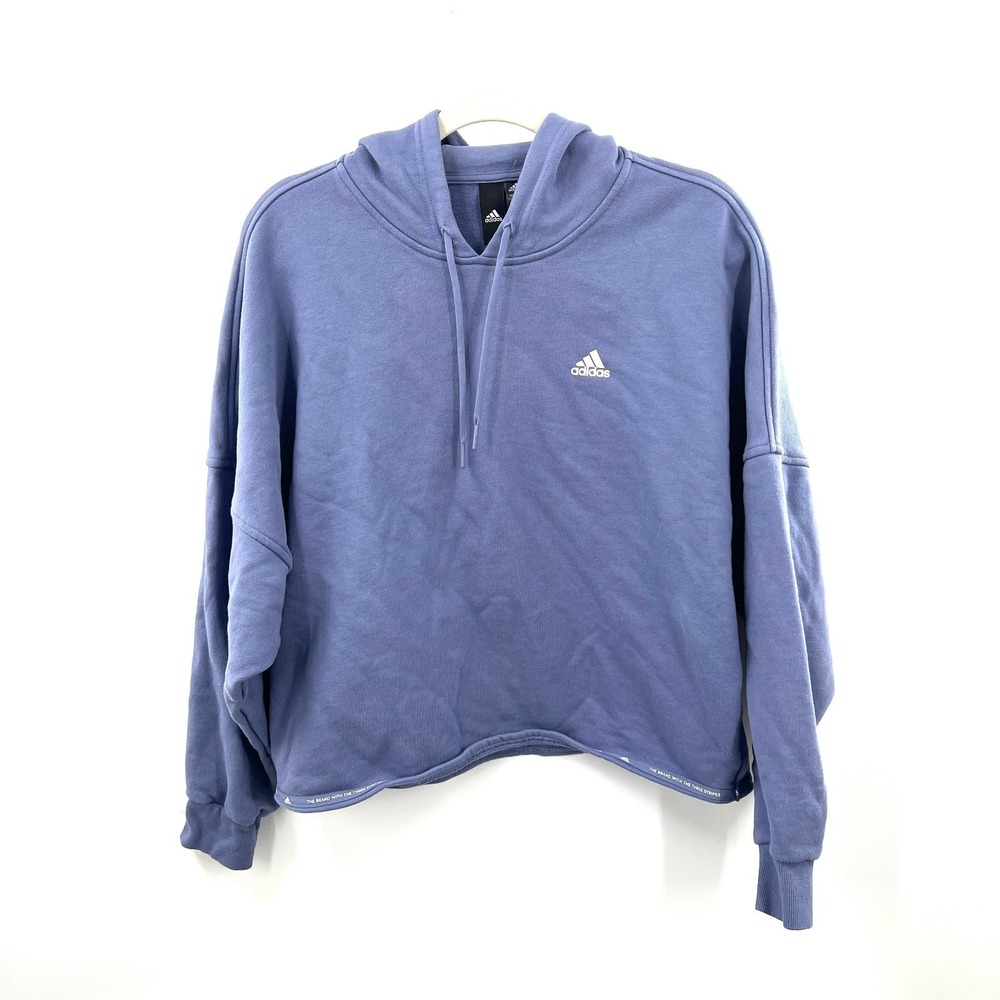 Adidas Periwinkle Cropped Hoodie Hem Detail pullover‎ lounge casual sporty top S